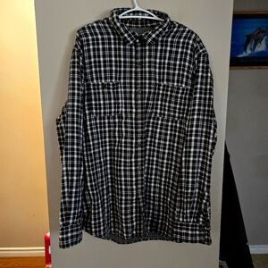 Wind River Black and White Plaid Snap Button Shirt Lined 2XL